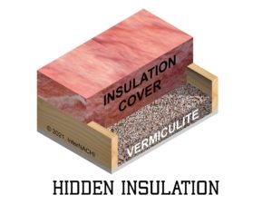 vermiculite insulation hidden by fiberglass